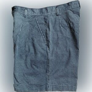 Gingham shorts, high waist, Pleated, blue & white, cotton, size 10 | Style & Co